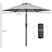 Ombrellone da Giardino Inclinabile 2.3x2m con Apertura a Manovella e 6 Stecche, Grigio - Foto miniatura 3