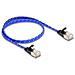 Cavo di rete piatto RJ45 con rivestimento intrecciato Cat. 6A U /FTP 0,5 m blu - Foto miniatura 1