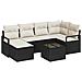 Set divani giardino  6 pezzi con cuscini in polyrattan marrone, Divano giardino  2 posti con cuscini in polyrattan nero - Foto miniatura 1