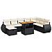 Set Divani da Giardino 9 pz con Cuscini Nero Polyrattan Acacia - Foto miniatura 1