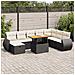 Set Divani da Giardino 9 pz con Cuscini Nero Polyrattan Acacia - Foto miniatura 2