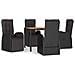 Set Pranzo Giardino 5pz Nero Polyrattan Legno Massello Acacia - Foto miniatura 1