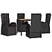Set Pranzo Giardino 5pz Nero Polyrattan Legno Massello Acacia - Foto miniatura 3