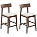 Set Di 2 Sedie Alte Isanti Legno Marrone Scuro /tortora - Foto miniatura 2