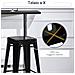 Set 4 Sgabelli da Bar in Metallo con Poggiapiedi per Interni ed Esterni, 43x43x76 cm, Nero - Foto miniatura 5