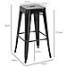 Set 4 Sgabelli da Bar in Metallo con Poggiapiedi per Interni ed Esterni, 43x43x76 cm, Nero - Foto miniatura 3