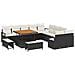 Set di divani da giardino  di 13 pezzi con cuscini in polyrattan nero e acacia, Divano a due posti  con cuscini in polyrattan nero, Set giardino  di 3 pezzi con cuscini in polyrattan nero e acacia - Foto miniatura 1