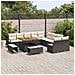 Set di divani da giardino  di 13 pezzi con cuscini in polyrattan nero e acacia, Divano a due posti  con cuscini in polyrattan nero, Set giardino  di 3 pezzi con cuscini in polyrattan nero e acacia - Foto miniatura 3
