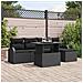 Set di Divani da Giardino a 6 pezzi con Cuscini Nero Polyrattan - Foto miniatura 2