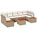 Set Divano Giardino 8 Pezzi con Cuscini Beige Poly Rattan Acacia - Foto miniatura 1