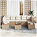 Set Divano Giardino 8 Pezzi con Cuscini Beige Poly Rattan Acacia - Foto miniatura 3
