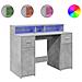 Scrivania con Luci LED Grigio Cemento 120x55x91 cm Multistrato - Foto miniatura 1