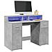 Scrivania con Luci LED Grigio Cemento 120x55x91 cm Multistrato - Foto miniatura 2