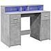 Scrivania con Luci LED Grigio Cemento 120x55x91 cm Multistrato - Foto miniatura 3