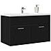 Mobile Lavabo Bagno  Rovere Nero 80x38,5x46 cm Legno Ingegnerizzato - Foto miniatura 3
