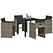 Set da Pranzo per Giardino con cuscino 5 pcs Grigio Poly Rattan - Foto miniatura 3