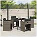 Set da Pranzo per Giardino con cuscino 5 pcs Grigio Poly Rattan - Foto miniatura 4