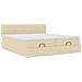 Struttura Letto Pouf con Materassi Crema 160x200 cm in Tessuto - Foto miniatura 6