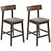 Set Di 2 Sedie Alte Isanti Legno Marrone Scuro /verde - Foto miniatura 2