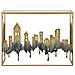 Console City In Ferro Dorato Con Decoro Skyline E Piano In Vetro - Foto miniatura 5