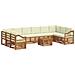 Set divani 11 pcs Naturale e Crema Legno di Acacia Massello - Foto miniatura 1