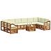 Set divani 11 pcs Naturale e Crema Legno di Acacia Massello - Foto miniatura 3