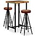 Set Da Bar 3 Pz Legno Massello Di Recupero Vera Pelle E Tessuto - Foto miniatura 1