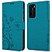 Cadorabo Custodia Compatibile Con Huawei P40 In Blu Fiore - Coperchio Protettivo In Design Floreale Con Chiusura Magnetica, Funzione Stand E Slot Per Carte - Foto miniatura 7