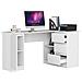 Scrivania ad angolo B20 destro, 1 anta e 3 cassetti, 155x85x77 cm, Colore Bianco - Foto miniatura 2