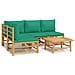 Set Salotto da Giardino 5pz con Cuscini Verdi Bambù - Foto miniatura 1