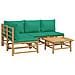 Set Salotto da Giardino 5pz con Cuscini Verdi Bambù - Foto miniatura 2