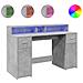 Scrivania con Luci LED Grigio Cemento 140x55x91 cm Multistrato - Foto miniatura 1