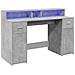 Scrivania con Luci LED Grigio Cemento 140x55x91 cm Multistrato - Foto miniatura 3