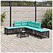 Set divano angolare da giardino a 3 pz con Cuscini in Polyrattan Nero - Foto miniatura 3