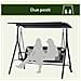 Dondolo da Giardino 2 Posti con Tettuccio Regolabile in Metallo e Texteline 172x110x155 cm Nero - Foto miniatura 7