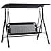Dondolo da Giardino 2 Posti con Tettuccio Regolabile in Metallo e Texteline 172x110x155 cm Nero - Foto miniatura 1