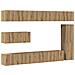 Set Mobile Tv 7 Pz Montato A Parete Rovere In Legno Multistrato - Foto miniatura 2