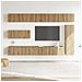 Set Mobile Tv 7 Pz Montato A Parete Rovere In Legno Multistrato - Foto miniatura 3