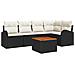 Set di Divani da Giardino a 6 Pezzi con Cuscini Nero Polyrattan Acacia - Foto miniatura 1