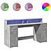 Scrivania con Luci LED Grigio Cemento 160x55x91 cm Multistrato - Foto miniatura 1