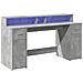 Scrivania con Luci LED Grigio Cemento 160x55x91 cm Multistrato - Foto miniatura 3