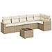 Set Divani da Giardino 7 pz con Cuscini Beige in Polyrattan - Foto miniatura 1