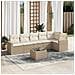 Set Divani da Giardino 7 pz con Cuscini Beige in Polyrattan - Foto miniatura 2