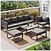 Set Da Giardino, Set Di Mobili In Rattan Per 6-7 Persone, Divano Ad Angolo Con Telaio In Ferro Zincato, Gambe Regolabili, Grigio - Foto miniatura 2