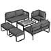 Set Da Giardino, Set Di Mobili In Rattan Per 6-7 Persone, Divano Ad Angolo Con Telaio In Ferro Zincato, Gambe Regolabili, Grigio - Foto miniatura 3
