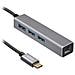 Hub in alluminio con 3 porte USB 3.0, cavo USB-C e porta Ethernet RJ45 - Foto miniatura 1