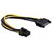 Power SATA 15-pin - 6-pin PCI-E, SATA, PCI-E, Maschio / maschio, Nero, Giallo, 0,21m - Foto miniatura 2