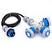 ADATTATORE Industriale 1 SPINA + 3 PRESE CAVO 2,2 mt 250V 2P+T 16A CE - Foto miniatura 1