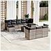 Set Divani da Giardino 11 pz con Cuscini in Polyrattan Grigio - Foto miniatura 2