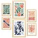 Set Di 6 Stampe Stampe Minimaliste Con Motivi Vegetali Pastello Di Paesaggi E Natura Per A3 & A4 Telaio In Legno Chiaro - Foto miniatura 1